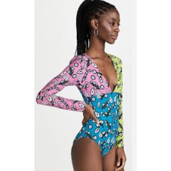 Kimberly Goldson CHLO Mixed Floral Bodysuit sz S NWOT - Picture 1 of 11